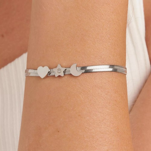 Bracciale piatto acciaio - piatto, donna